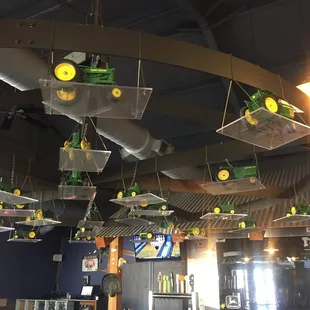 the ceiling of a restaurant