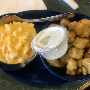 Macaroni and Cheese with Fried Okra