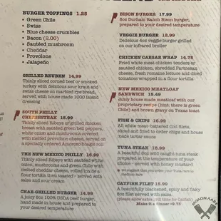 Great menu selection