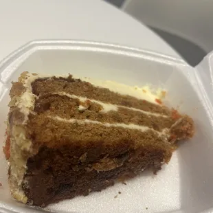  piece of cake in a styrofoam container