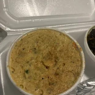  meal in a styrofoam container