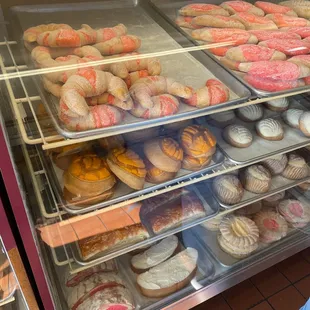 a display case full of donuts