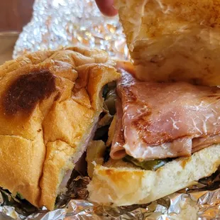 a half eaten sandwich