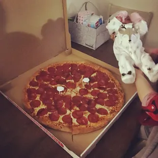 Huge NY pizza! Baby for scale.