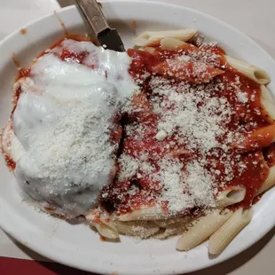 Special order veal parmigiana was tender and delicious