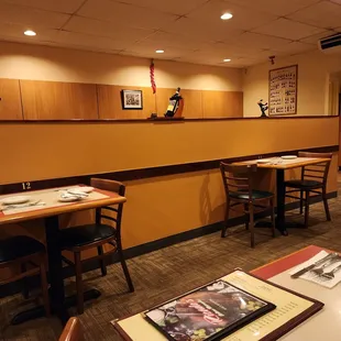 empty tables and chairs