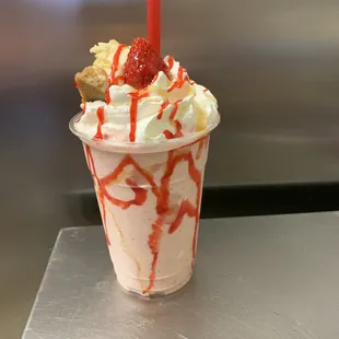 Strawberry cheesecake frappe
