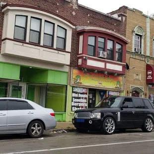 a row of parked cars