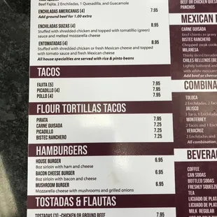 a menu for a mexican restaurant