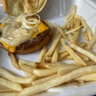 Burger and fries