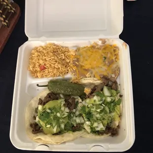 Two carne asada tacos plate.
