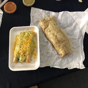 The Californian-a carne asada burrito &amp; 3 rolled tacos.