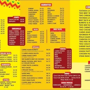 Ricardos Taco Shop MENU