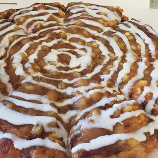 a cinnamon roll in a box