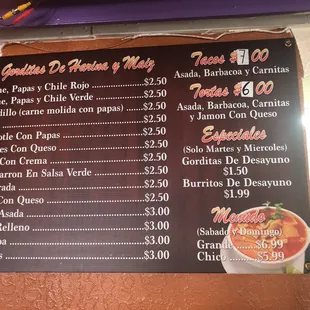 menu