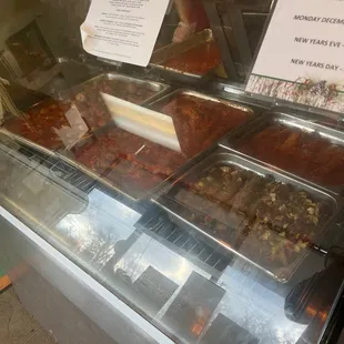 a display of a variety of food items