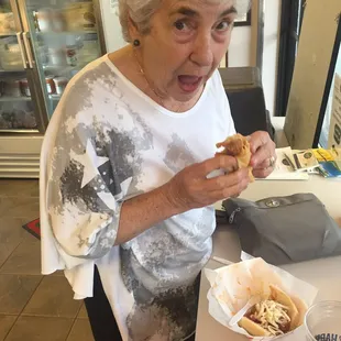 Mom held out on Costco samples to get some Hot Sausage