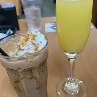 Irish coffee and mimosa