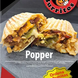 a close up of a burrito