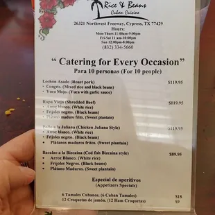 Catering Menu