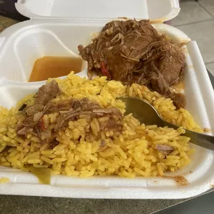 Roast pork and yellow rice delicious Cinco de Mayo dinner