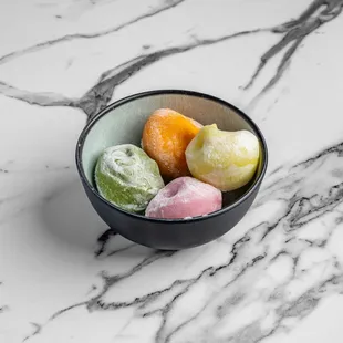Our hand-crafted Japanese Mochi contains the most delectable ice-cream filling in a sweet traditional Japanese rice paper encasement!