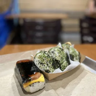 Spam &amp; Egg Musubi - 12 Salmon Yuzu Miso Onigiri Tuna Mayo Onigiri Beef Sukiyaki Onigiri