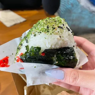 Spicy miso eggplant onigiri