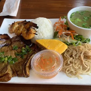 Grilled Pork Chop With Fried Egg Over Rice