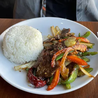 Spicy Lemongrass Beef Over Rice