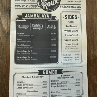 menu