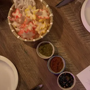 Crisps with 3 different dips