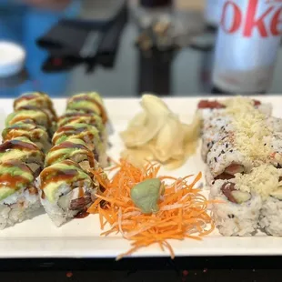 Green Dragon Roll and Spicy Tuna Roll