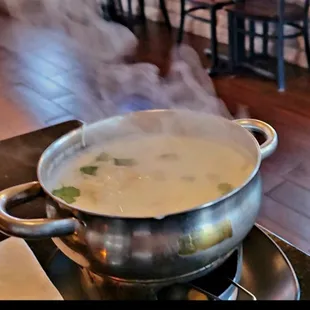 I will post a video of this hot pot boiling like crazy. It took a while to finally calm down. My daughter had some of this soup.