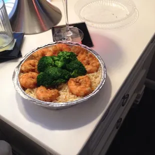 Fried Shrimp, with Broccoli &amp; House Rice