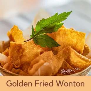 a bowl of golden fried wonton chips