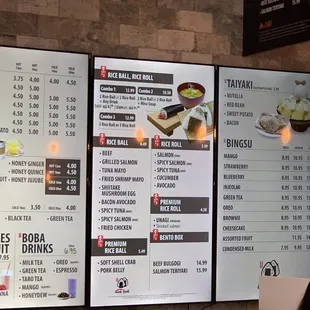 menu, sushi and sashimi