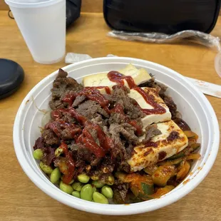 Bulgogi and Tofu on Noodles
