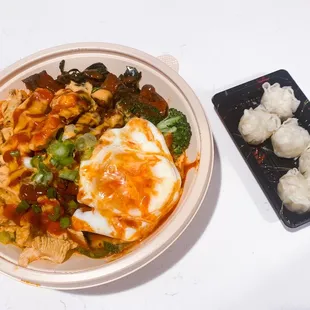 Kalbi Bibimbap  Shrimp Shumai