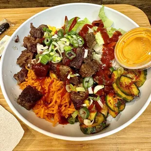 Customer rice bowl with Kalbi.