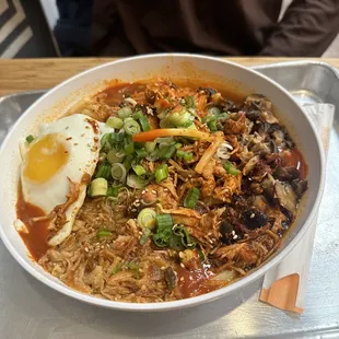 Spicy chicken udon noodles