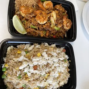 Shrimp pad Thai and CRAB MEAT FRIED RICE