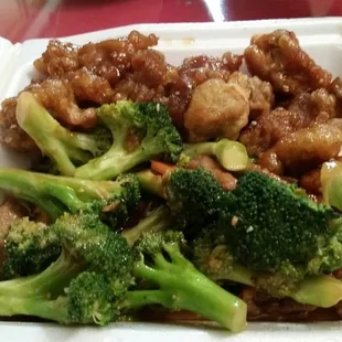 Chicken broccoli and sesame chicken