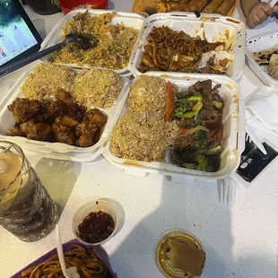 Combination Lo Mein. Combination Fried Rice broccoli beef Orange chicken Steamed dumplings