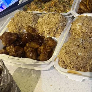 a variety of asian food