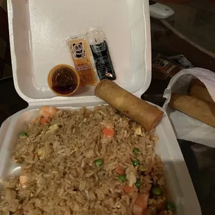 Shrimp Fried Rice $8.25/Spring Roll 2 for $1.69