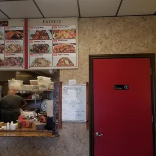 The menu available at the store.