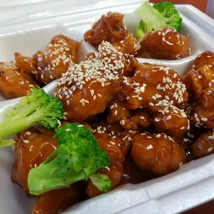 chicken and broccoli with sesame seeds