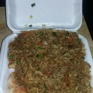 Only THREE shrimp in this entire box of rice.