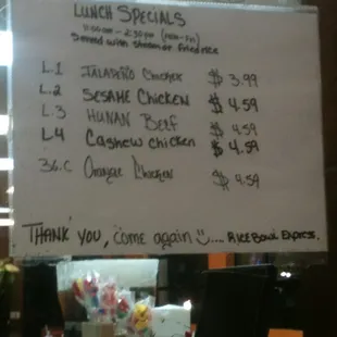 This is the lunch menu